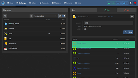Galactic Tycoons - Exchange